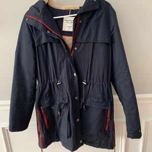 Navy quilted and fleece lined jacket
